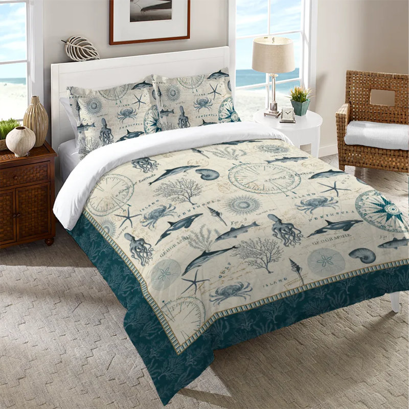 Ocean Life Machine Woven Duvet Cover, King Duvet Cover