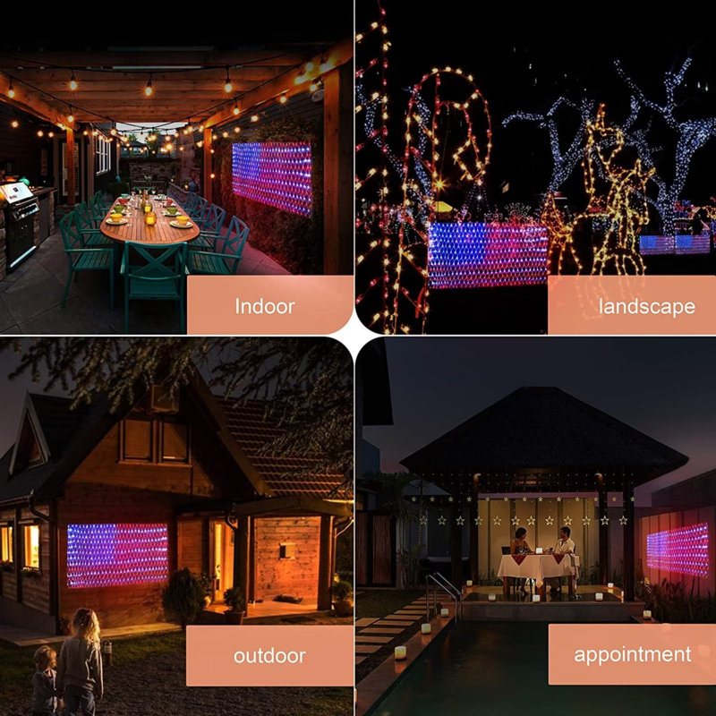 Guirlande imperméable avec drapeau des États-Unis 420LED