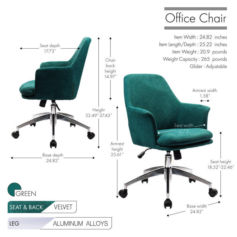 Chaise de travail Mahmud Porthos Home, Vert