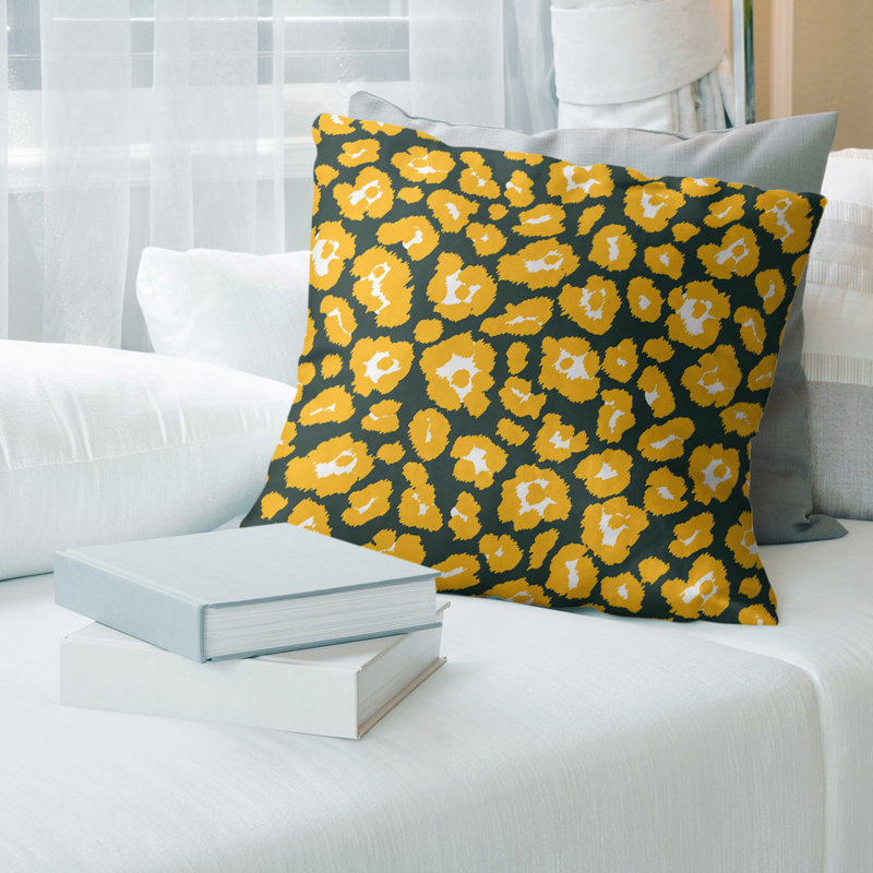 Housse de coussin carrée, Vert / jaune / blanc, Simili daim, 20 po X 20 po