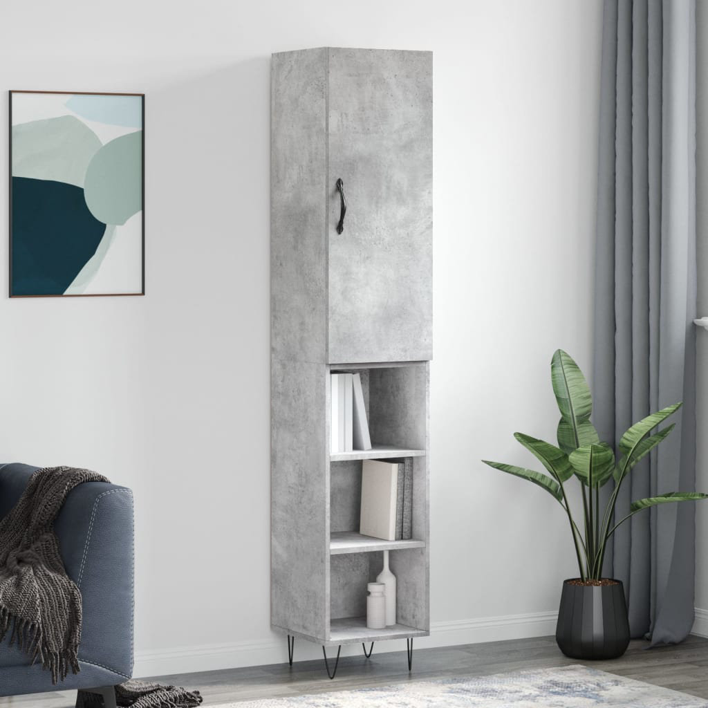 VIDAXL Highboard - 3 Shelf - Concrete Grey - Wood - Image 3