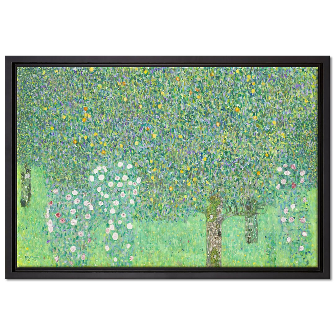 Gerahmtes Leinwandbild Roses Under Trees von Gustav Klimt