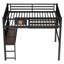 Lit mezzanine double en métal avec bureau, panier de rangement, horloge et port de charge, noir multifonctionnel-886783578