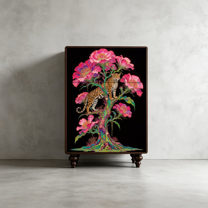 Armoire à chaussures décorative en bois massif