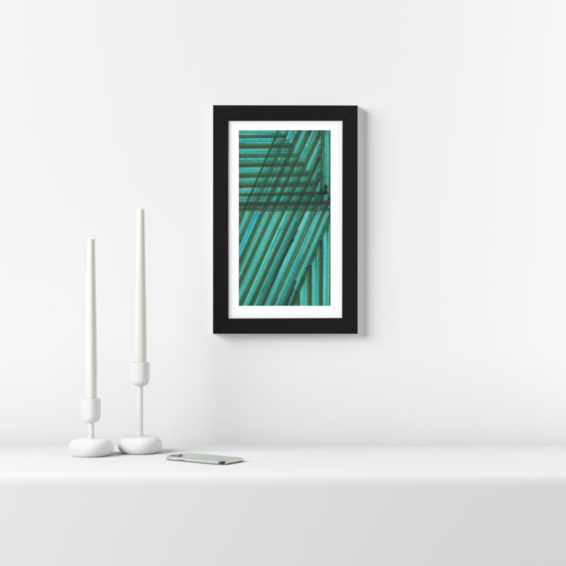 Line Study Blue by Charles Mcmullen, 14.12" H x 9.12" W x 0.88" D, Black Framed Paper