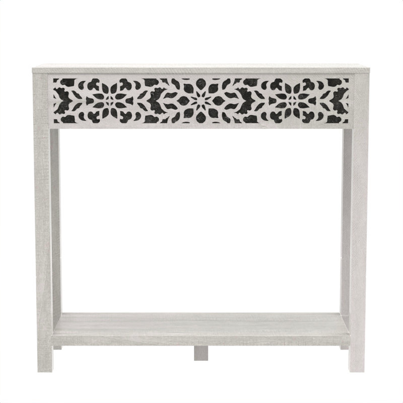 Chul 43.3" Traditional Console Table With Curved Edge Top 43.3" Traditional Console Table With Open Shelf, Dusty Gray Oak