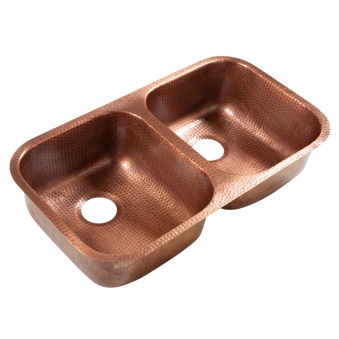 Orwell Copper 32" Double Bowl Undermount Kitchen Sink Sinkology