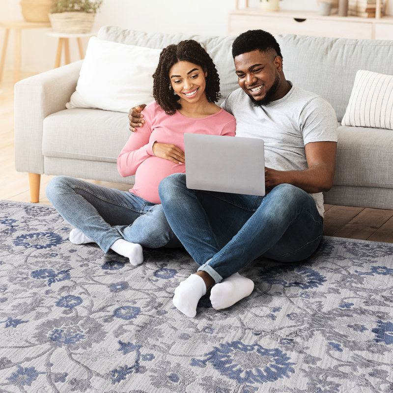 Tapis bleu 5 x 7 pour la maison - Élément de design d'intérieur polyvalent, Rectangle 5 pi 4 po x 7 pi 4 po