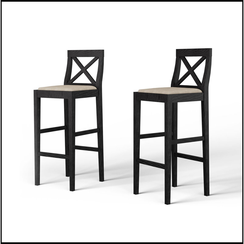 Bar Chair Counter Height Stool With Backrest, Padded Seat & Footrest, Wood Kitchen Island Chair, Vintage Dining Room Chair For Home