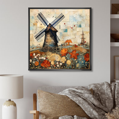 Art mural rétro vintage, Windmillscape 2 - Éoliennes