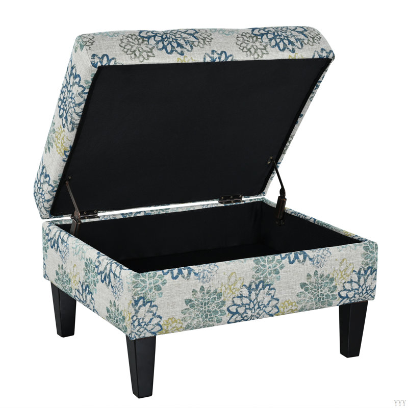 STORAGE OTTOMAN, Blue/Light Brown