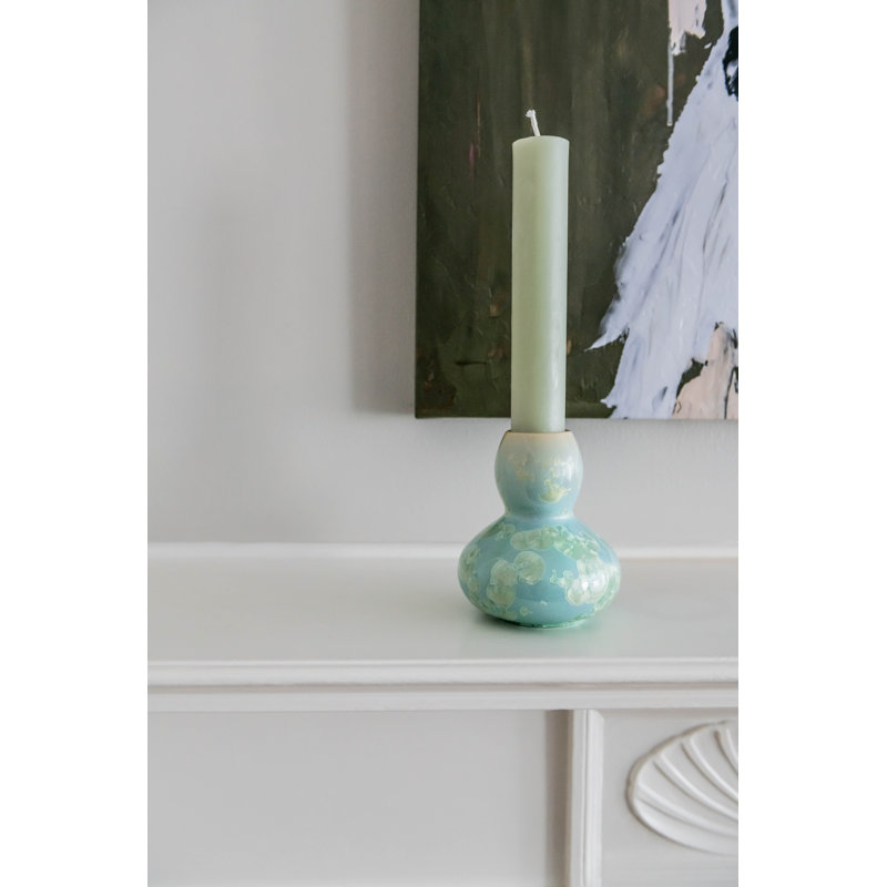 Woodstock Pottery Candlestick, Jade