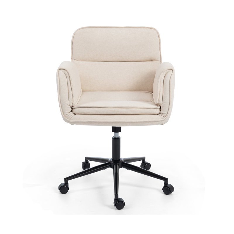 Fauteuil d'appoint pivotant l 23,6 po pivotant sur 360 °, Lin beige