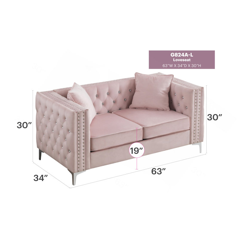 Causeuse Glory Furniture, rose, Rose