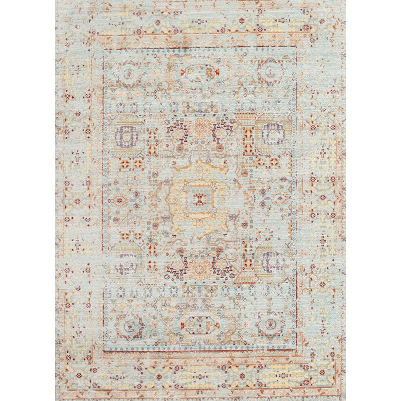 Tapis décoratif beige en laine de style oriental knel, Rectangle 7 pi x 9 pi