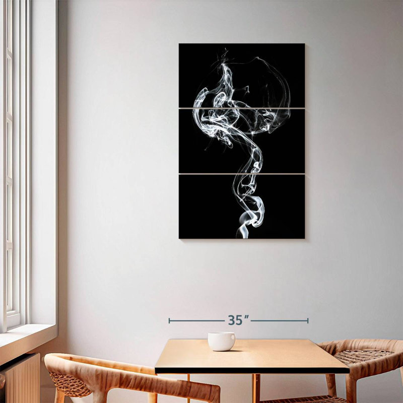 Senne Abstract White Smoke - Medusa, 57" H x 36" W