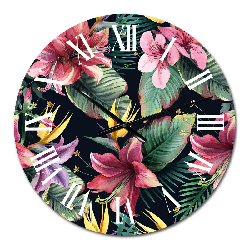 Horloge murale tropicale Dark Red, Petit
