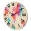 Carte du monde en rose et bleu - Horloge murale moderne en bois-63893226