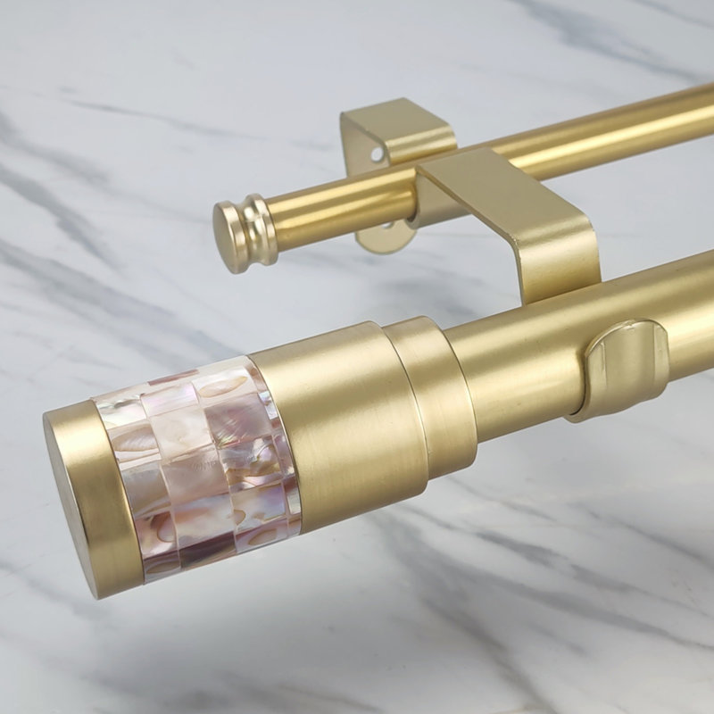 Tringle à rideaux double réglable Zaryan Gold, 72 po x 72 po