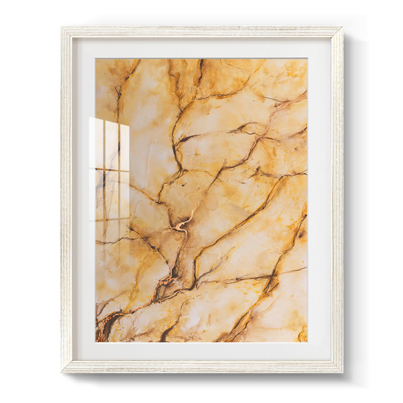 Yellow Marble I -Framed Print, 19.5" H x 16.5" W, White