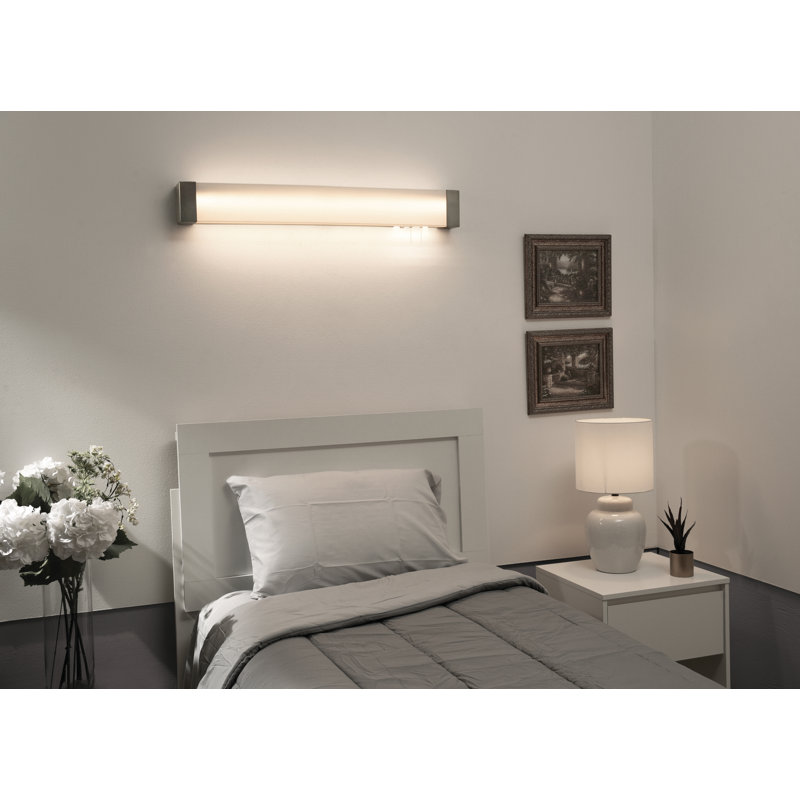 Applique murale encastrée 2 lumières Giovante, H 4,5 po x l 37,25 po x P 4 po, Nickel satiné