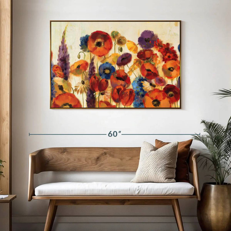 Jardin joyeux, 46 po x 31 po, Cadre flottant doré