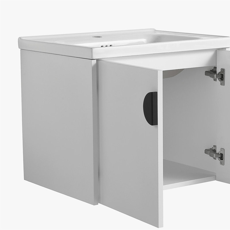 Coiffeuse 24 po avec lavabo, convient aux petites salles de bain, coiffeuse à porte, White, 24"