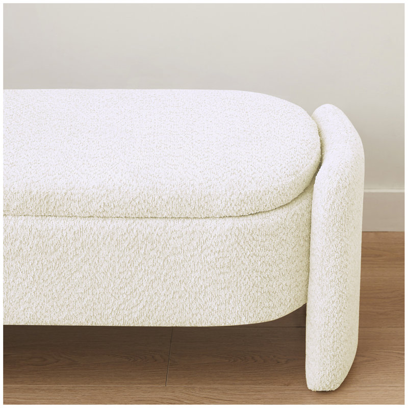 Banc de rangement ovale en tissu molletonné oval avec grand espace de rangement pour le salon, le vestibule et la chambre à coucher