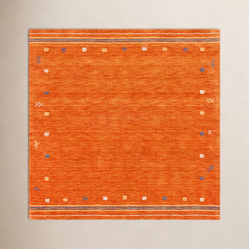 Danette Wool Rust Area Rug, Square 4'