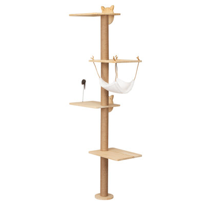 4-Tier Wall-Mounted Cat Tree Tower Scratching Post