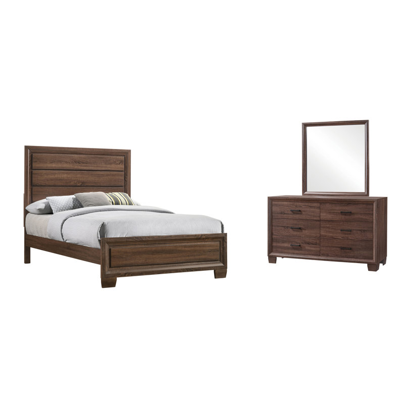 Ensemble de chambre à coucher 3 pièces avec commode et miroir Georgietta, Grand
