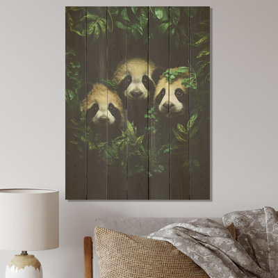 Pandas Play IV - Panda Animal On Wood Print