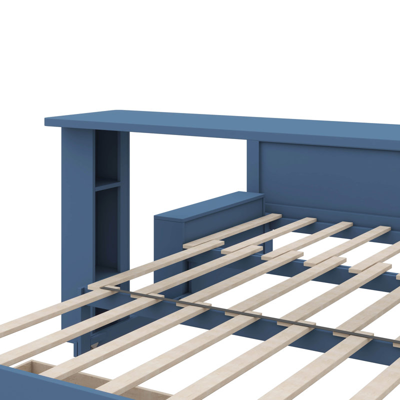 Grand lit de jour avec bureau amovible - Comprend des tiroirs de rangement et une table d'appoint hydraulique, Grand lit