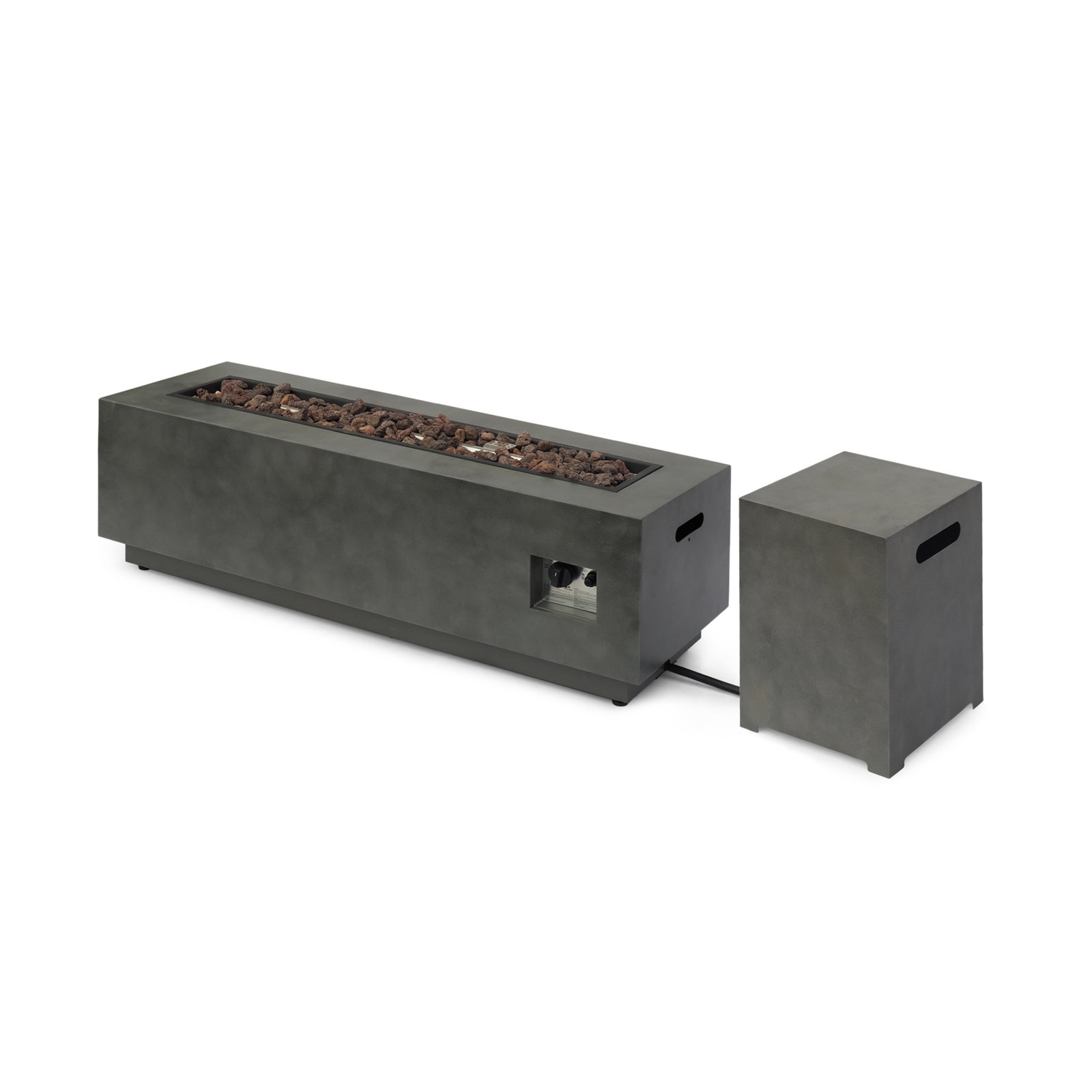 Jair Iron 48" Rectangular Propane Outdoor Fire Pit, Concrete
