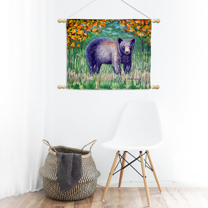Black Bear Rustic Polyester Outdoor Wall Hanging 24x30