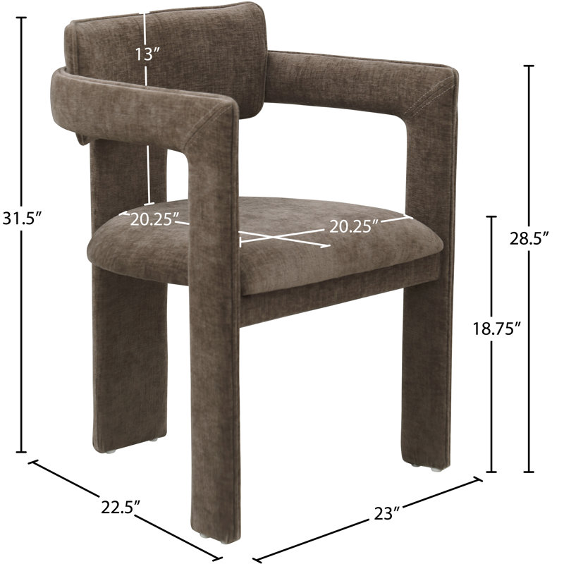 Chaise en chenille Exilda, Tissu chenille brun