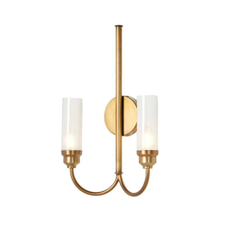 Antique Brass Dual Frosted Glass Sconce