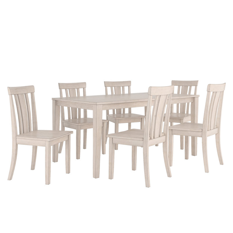 Alexa-Mae 6 - Person Solid Wood Top Four Leg Dining Set, Antique White