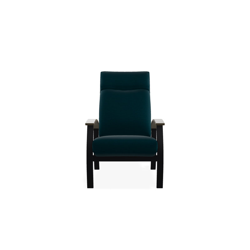 Chaise de patio inclinable avec coussins Askar, Tissage uni palette paon Sunbrella®, Noir texturé, Bois de plage P40