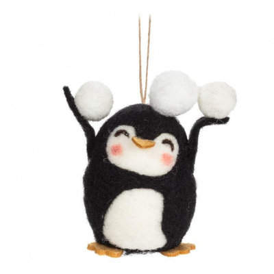 Penguin And Snowballs Ornament