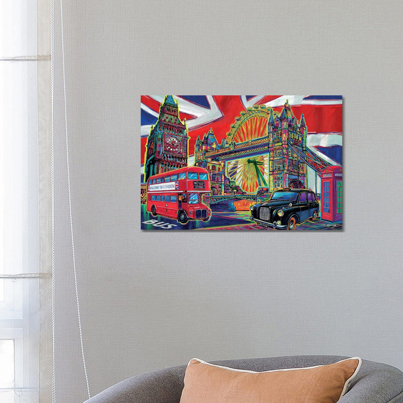 London Pop Art by P.D. Moreno - Print on Canvas, Wrapped Canvas, 66.04 cm H x 45.72 cm W x 1.91 cm D