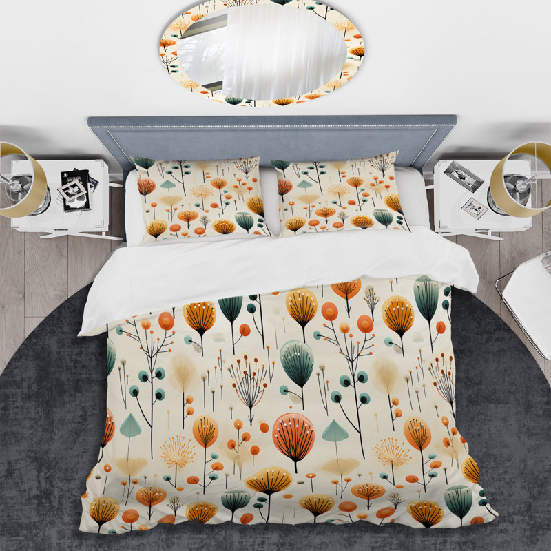 Ensemble de housse de couette scandinave Midcentury Delight, Housse de couette simple + 1 taie décorative stan