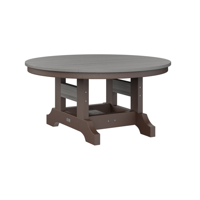 Garden Classic Outdoor Round Coffee Table, Chocolate Brown, Driftwood Gray