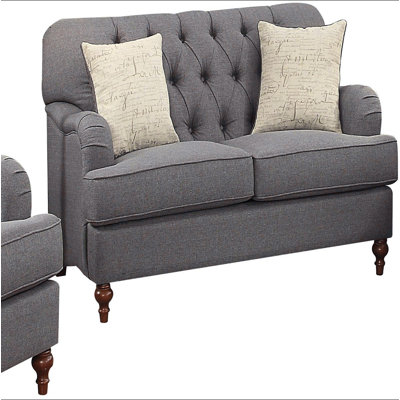 Causeuse Alianza en tissu gris foncé avec 2 coussins