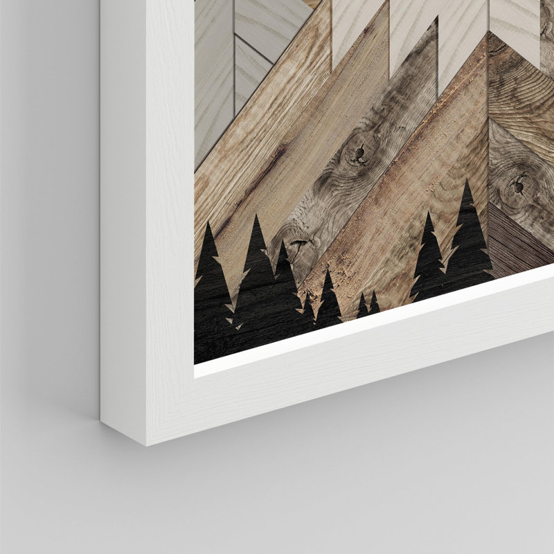 «Panneau de bois enneigé, forêt enneigée» sur papier, Blanc, H 8 po x l 10 po