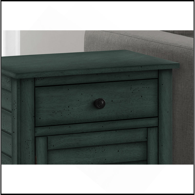 Accent Table, Nightstand, Storage Drawer, End, Side Table, Bedroom, Lamp, Storage, Antique Blue Veneer, Transitional