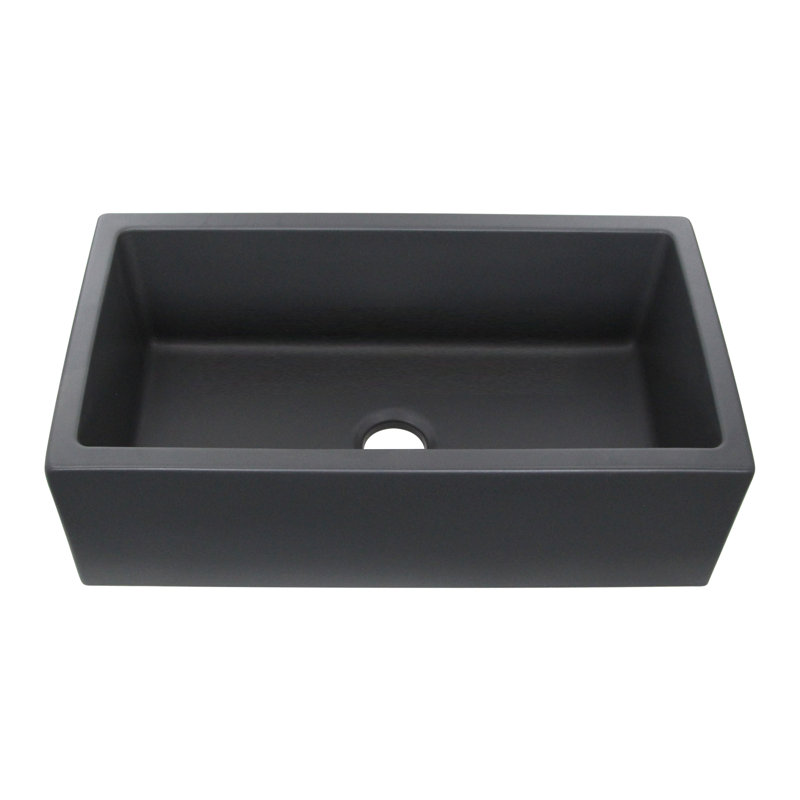 Island 33" Reversible Dark Grey Matte Farmhouse Fireclay Sink