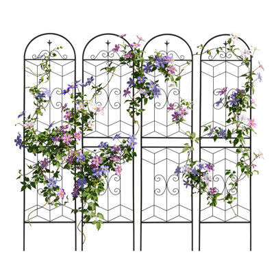 Treillis de jardin extérieur en métal - Ensemble de 4 treillis de jardin autoportants pour plantes grimpantes