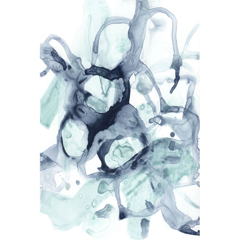 Blue Cavern I - Painting, 30 cm H x 46 cm W, Black Floater Frame