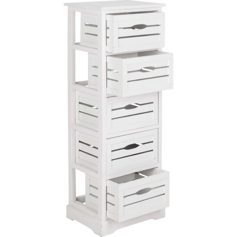 Commode 5 tiroirs Aliaya, Crème vieilli
